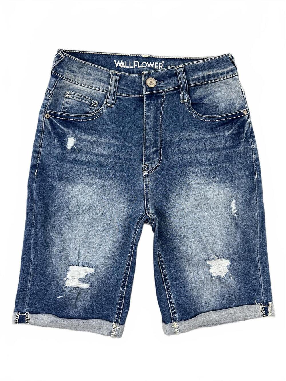 Wallflower The Irresistible High Rise Distressed Denim Shorts